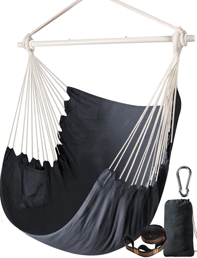 Chihee Hammock Chair Swing - Strong Metal, Collapsible, Portable, Max 500 lbs, Comfy Seat, Patio & Lawn, Cotton Blended, Indoor/Outdoor - Image 1